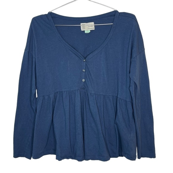 ANTHROPOLOGIE Saturday Sunday Long Sleeve Peplum Shirt 100% Cotton - Picture 1 of 7